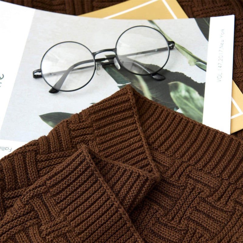 Longhui bedding Dark Brown Cotton Knit Throw Blanket for Couch Sofa Bed - Home Decorative Soft Cozy Sweater Woven Fall Cable Knitted Blankets - 2.2 pounds 50 x 60 Inch - Image 4